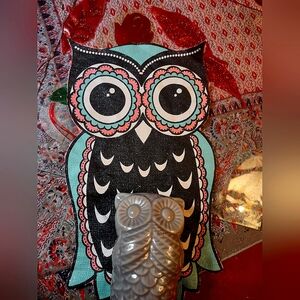 Colorful Owl Wall Art And ceramic Owl